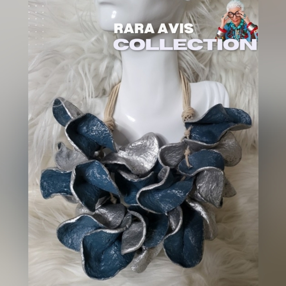 RaRa Avis Silver and Blue Statement Necklace